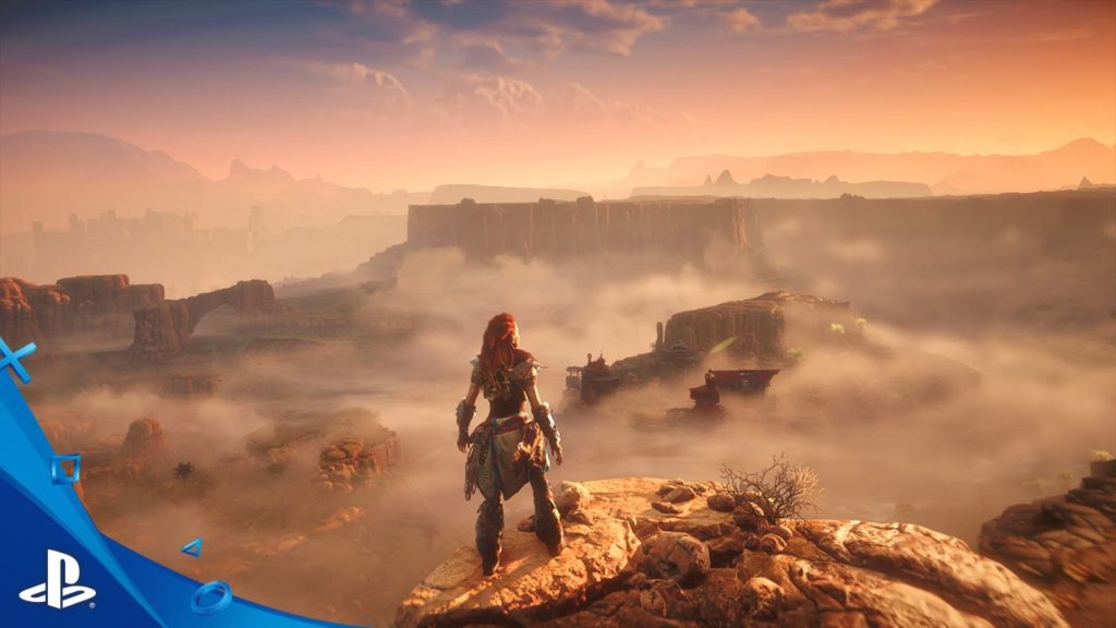 Horizon Zero Dawn: Aloy overlooks the desert